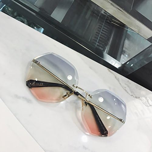 VVIIYJ Polygon Frameless Trim Sunglasses Female Gradient Ocean Color Gradient Sunglasses Uv Protection Female