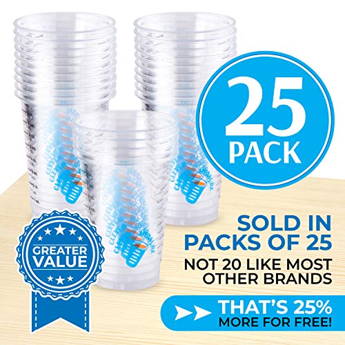 Clever Measure Disposable Mixing Cups Pack of 25 8oz Graduated Clear