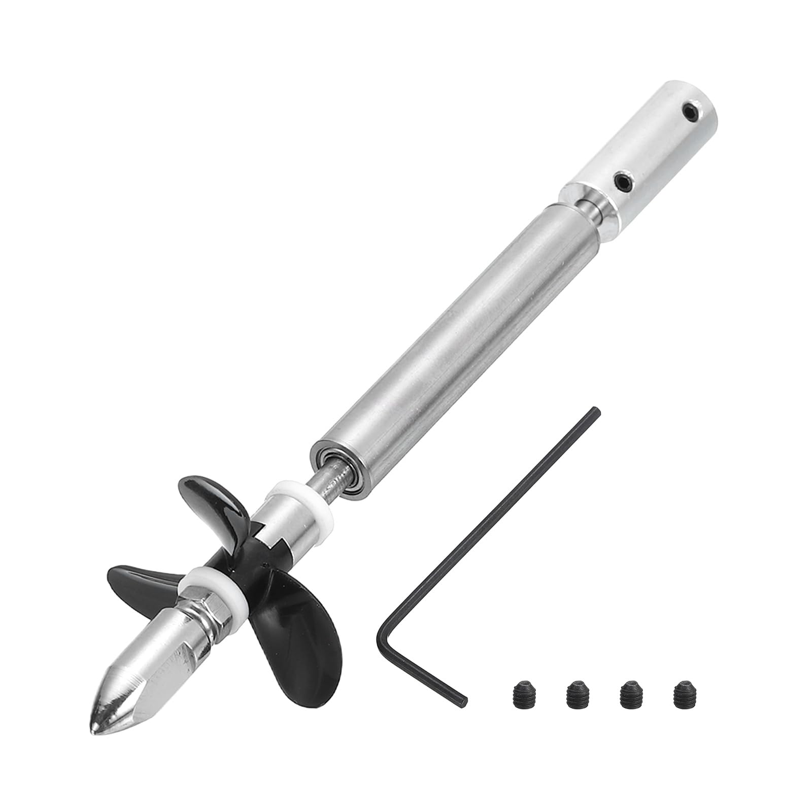 sourcing map Drive Shaft W Propeller and Coupling Joint for RC Boat Coupler Assemble Kit, L100mm Shaft, L25mm Sleeve, D36mm Three Propeller, Fit for 3.17 mm Motor Shaft