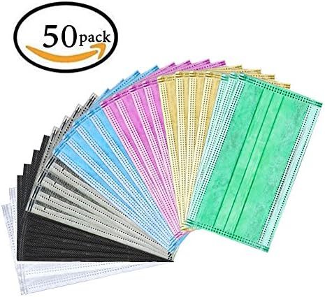 Disposable Earloop Face Mask - 50Pcs Disposable Surgical Face Flu Masks 3-Layer Filter Protection Super Filter Pollen Dust and Bacteria