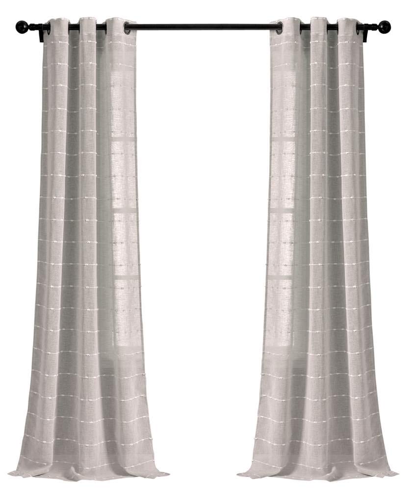Lush Decor Farmhouse Textured Grommet Sheer Window Curtain Panel Pair, 38" W x 84" L, Gray — image 1