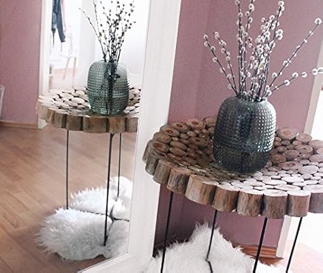 Amazon De Amaris Elements Deko Schale Russo Aus Teak Holz 60xh6cm Rund In Beige Braun