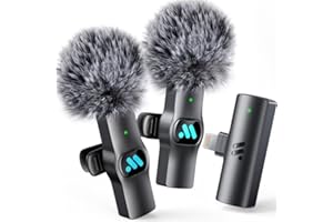 Leettus 2pcs Mini Microphone for iPhone7-14 iPad Video Recording, Lavalier Wireless Microphone for Game Live Streaming,interviews,YouTube,TikTok