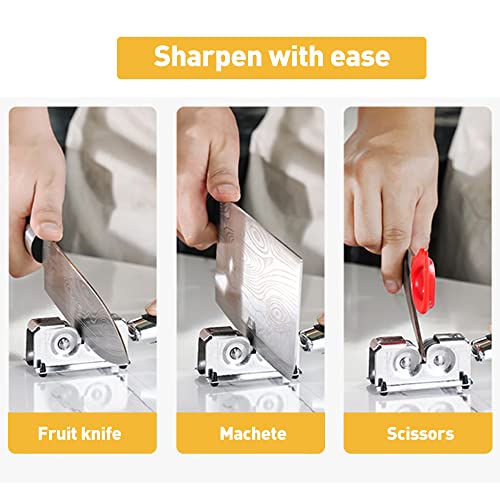 Knife Sharpener,Jonurphy Kitchen Knife Sharpeners,Rotating Steel Wheel Sharpening Discs,Manual Knife Sharpening Tool for Kitchen,Home