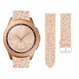 AKOPUGA Compatible with Galaxy Gear S2 Watch Bands 20mm/42mm Shiny Leather Strap Glitter Sparkling Wristband for Samsung Galaxy Watch 42mm/S2 Classic Smartwatch/SM-R810/SM-R815 (Rose Gold 20mm/42mm)