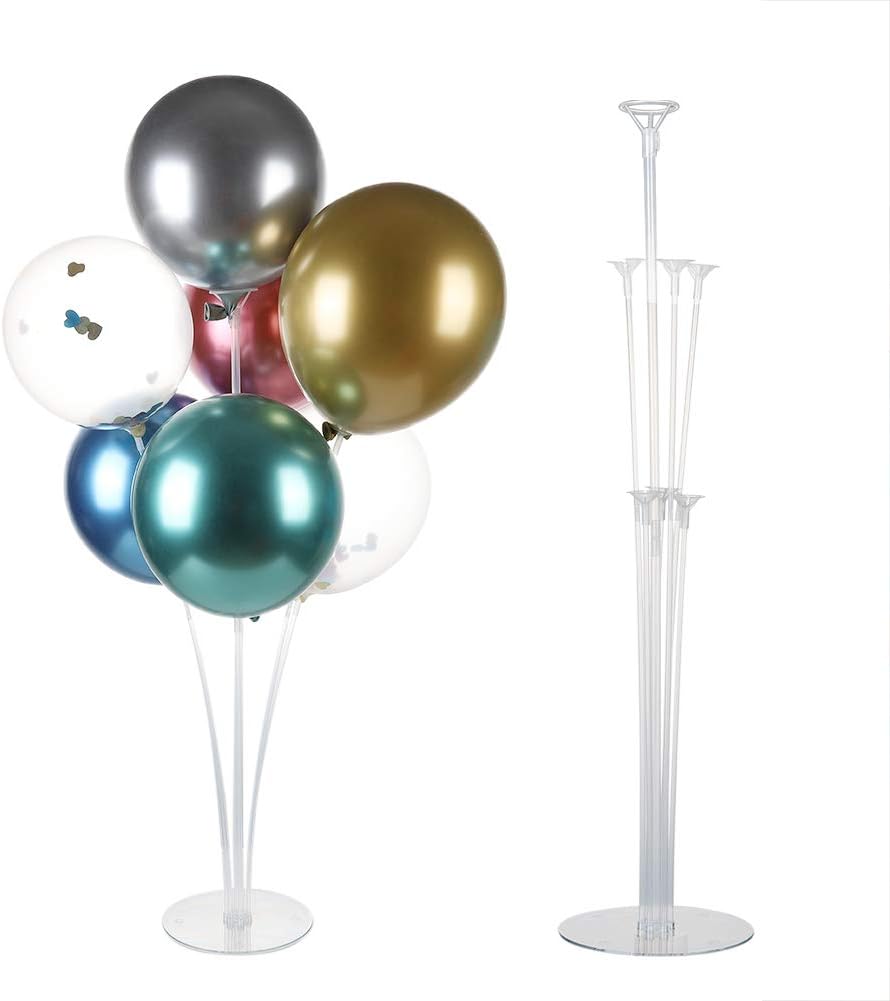 Breeezie Balloon Stand Kit,Balloon Pole and Flower Stand Base Table Desktop, Clear Tabletop Balloon Holder for Birthday Party and Wedding Decorations Opening Graduation Ceremony