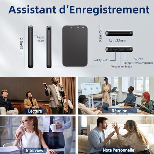 Vandlion Mini HD Voice Recorder with 40 Hours Battery Life, USB C Voice Recorder with Noise Reduction for Meetings, Interviews, Conferences, Courses, Interviews (Only 5mm)