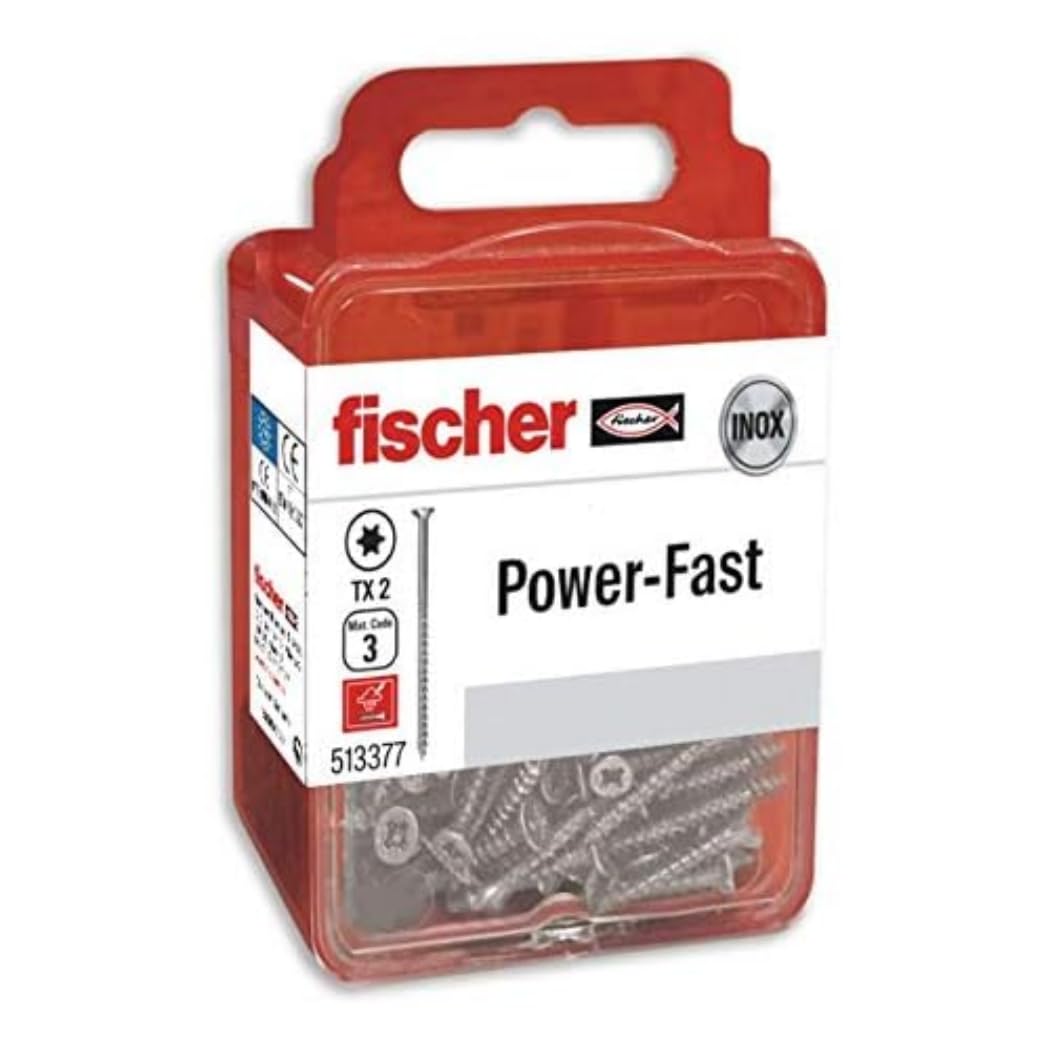 fischer Power-Fast – Box of Special Wood Screws 5 x 60 mm, for Wood Screwing, Connecting Solid Woods or Fixing Parts to Wood, Pack of 8