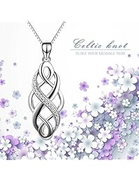 YFN - Collar con colgante de nudo celta irlandés, plata de ley y circonita cúbica, 18.0 in