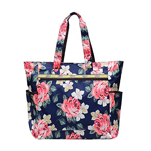 Nylon Large Lightweight Tote Bag Shoulder Bag for Gym Hiking Picnic Travel Beach Waterproof Tote Bags (Rose TB) - Thumbnail 7