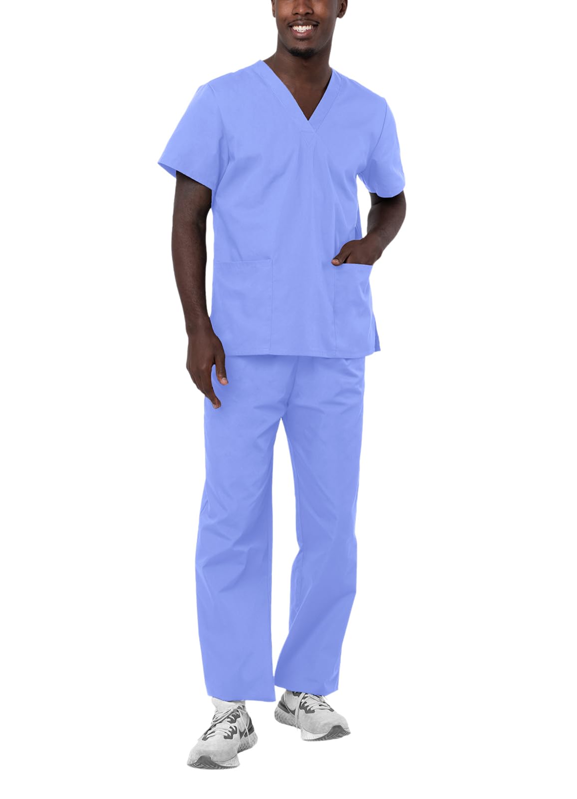 Adar Universal Unisex Medical Uniform - Unisex Drawstring Scrub Set - 701 - Ceil Blue - M