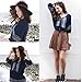 Floerns Women's Boho Casual Blouse Lace Up Embroidered Loose Tie-Neck Top Navy-1