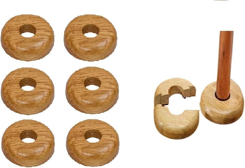 Be-Creative Oak Colour Wooden Radiator Pipe Collars 15mm Easy Split - Real Wood Radiator Pipe Covers (10)
