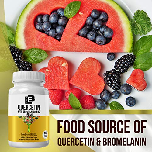 Quercetin 675 Mg with Bromelain Supplement120 Natural Veggie Capsules