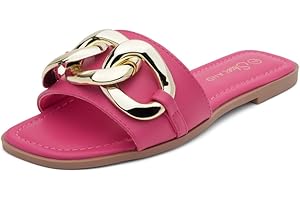 Shoe Land EMMA Womens Flat Sandals Square Open Toe Single Band Slides