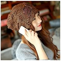 Tebapi Womens Mens Skullies Beanies Hat Fashion Beanies Knitted Winter Hat Warm Ski Caps Winter Hats for Women Ladies Casual Skullies Beanie Lace Cap Brown