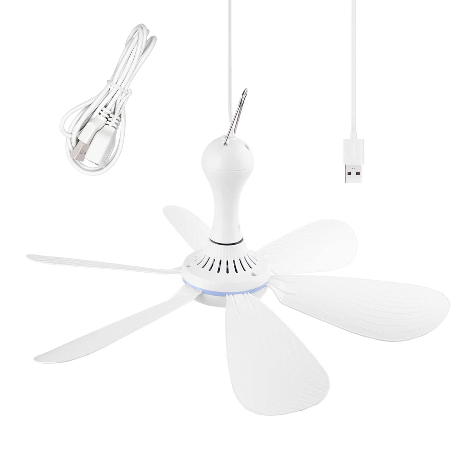 Photo 1 of SCOOYEEES Silent USB Powered Ceiling Canopy Fan with 1m Extension Cord, Small Portable 6 blade Quiet Small DC USB Ceiling Fan Hanging Fan for Camping Bed Dormitory RV Tent Home Room