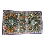 Mogulinterior Tapestry Sequin Hand Embroidered Patchwork Wall Hanging Throw 60X40