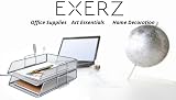 EXERZ 2 Pack Letter Trays Stackable Paper Sorter Desk Organiser SILVER view 9