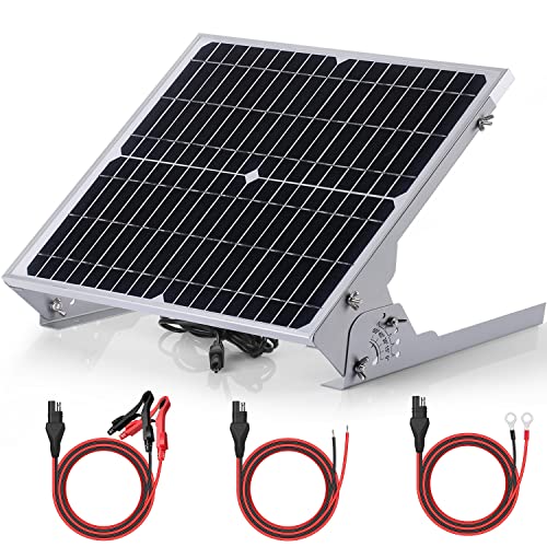 SUNER POWER 12V Solar Battery Charger Maintainer, Waterproof 20W Solar Trickle Charger, High