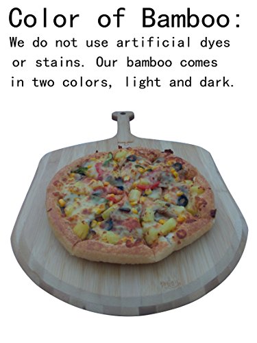 Fiery Chef 19.7-inch x 12.6-inch Premium Natural Solid Three Layers Bamboo Pizza Peel, Paddle for Homemade Pizza and Bread Baking
