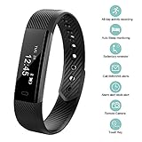 Bossblue Fitness Tracker, Smart Fitness Watch Touch Screen Activity Health Tracker Wearable Pedometer Smart Wristband Black