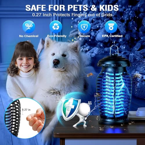 BYXAS Bug Zapper Outdoor Indoor, 15W Electric Mosquito Zapper with 4200V UV Light, Coverage of 1/2 Acre, 3 Prong Plug, Waterproof Fly Trap for Patio, Yard, Garden, Indoor Use