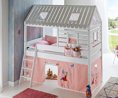 Froschkonig24 Hochbett Tom S Hutte 2 Kinderbett Spielbett Bett Weiss Stoffset Prinzessin Amazon De Kuche Haushalt