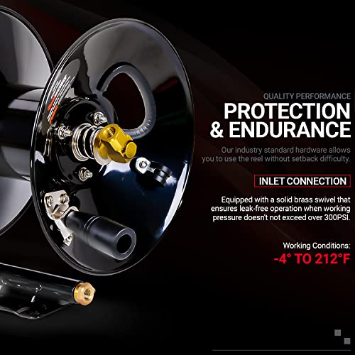 REELWORKS AirHoseReel Retractable Hand Crank Reel 3/8" Inch x 50