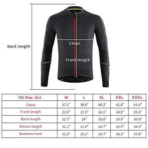 Men's Cycling Jersey Long Sleeves MTB Bike Bicycle Shirt (L, Black) - Thumbnail 6