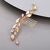 Chargances Bridal Rhinestone Hair Comb Wedding Crystal Hair Vine Comb Vintage Handmade Hair Accessories for Bridesmaid Prom Flower (Champagne)
