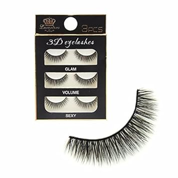 FOK Soft Natural Black Thick Long False Eyelashes Makeup Extension Pack Of 3 Pair Fake Eyelashes