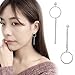 A&C Fashion Korean Version Chic Asymmetric Round Pendant Ear Line for Women. Unique Handmade Earrings Jewelry for Girl. (Silver Color)