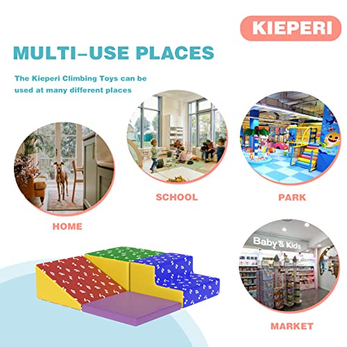 Kieperi 4 Pieces Foam Climbing Blocks for Toddlers, Safe Indoor Baby