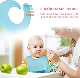 Vicloon Silicone Baby Bibs 2 Pack Crumb Tray BPA Free Waterproof Blue Green view 5