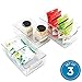 iDesign Stackable Pantry Bins with Handles, 2 Small Bins and 1 Medium Bin, 3 Pack, Clear, Made in USA