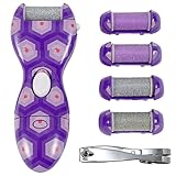 Ped Egg Power Platinum Deluxe Callus Remover with 4 Roller Heads and Nail Clipper - Purple