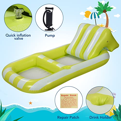 Pool Floats Adult Size, Inflatable Pool Float with Headrest and Cup