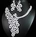 Peacock Clear Austrian Rhinestone Crystal Necklace Earrings Set Bridal Wed N1391