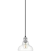 Golden Lighting 0305-S Carver 8" Wide Mini Pendant - Chrome/Clear