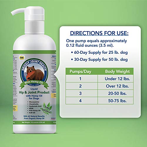 Grizzly AllNatural Joint Health for Dogs, 16 Fl Oz Made in USA