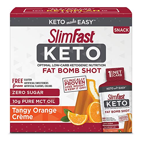 SlimFast Keto Fat Bomb Shot, Tangy Orange Crème, 10 fl. oz, 10 pack box
