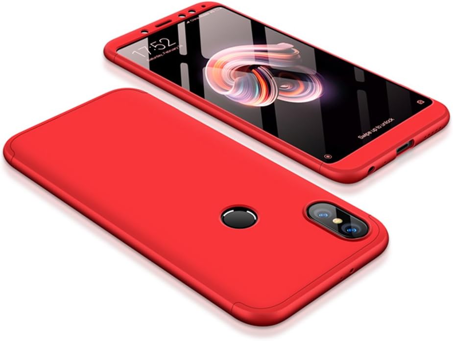 SOCINY Xiaomi Redmi Note 5 Pro Case,Coverage Degree Protection Combination Anti-Scratch PC Ultra-thin Shockproof Matte All-inclusive Skin case-red