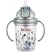 Nuby 2-Handle Printed No-Spill Thin Flip-It W/360 Weighted Straw Cup, Raindrops/Grey