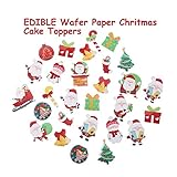 GEORLD 48 Pcs Wafer Edible Christmas Paper Party Cake & Cupcake Toppers Decoration