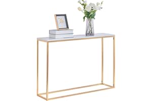 Cplxroc 42” Console Foyer Tables for Entryway, Faux Marble Entry Tables for Living Room,Entrance Gold MDF Behind Couch Sofa Table for Hallway