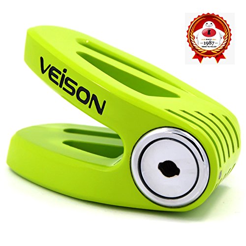 Acekit Veison Bicycle And Motorcycle Brake Disc Lock Heavy Duty Strengthen Body Sawing Resistant With Four Ribs 6mm Harden Lock Pin With Remind Cable-Green