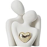 SEEK RARE Couple Statue Decor Ceramic Love Sculpture for Bedroom Living Room White L