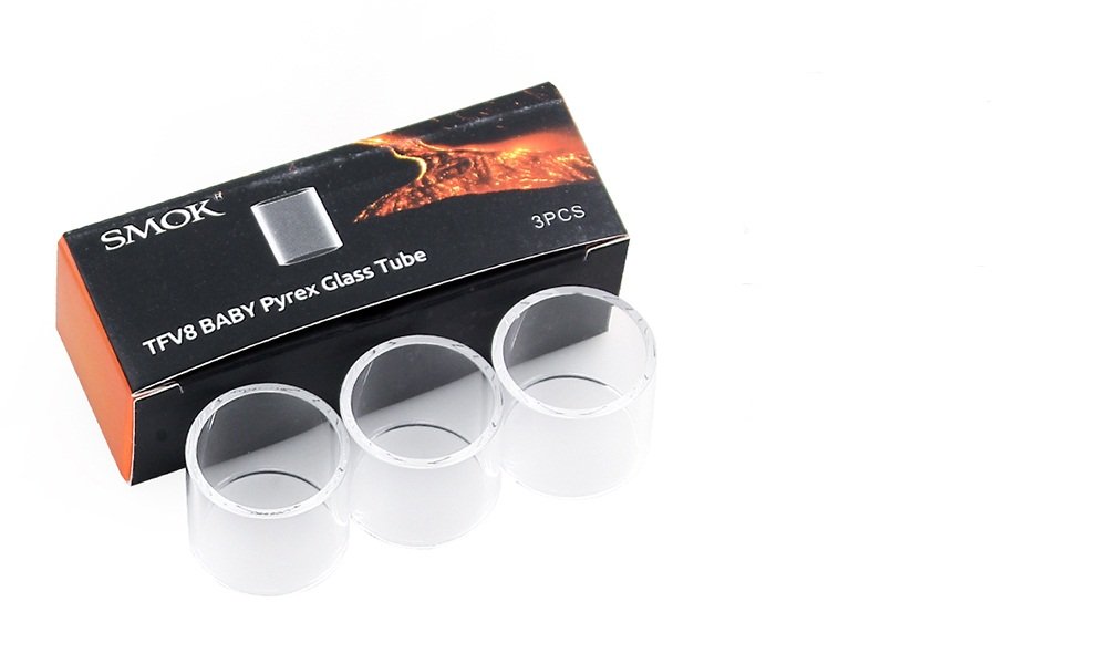 Smok Tfv8 Baby Tank Replacement Pyrexs, Baby Beast Replacement Glass, 2mL Capacity, Pack of 3, No Nicotine