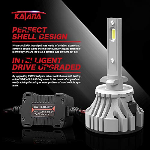 KATANA 880 LED Fog Light Bulbs,CREE Chips 12000Lm 5090Lux 6500K Extremely Bright Conversion Kit,360 Degree Adjustable Beam Angle - Thumbnail 5